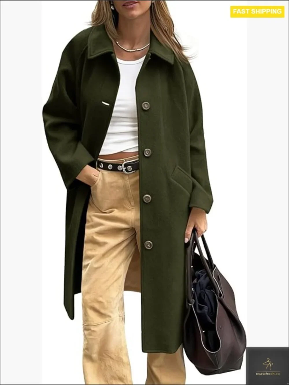 Oversized Pea Coat Modern Chic Single Breasted Long Trench Fall Winter Casual